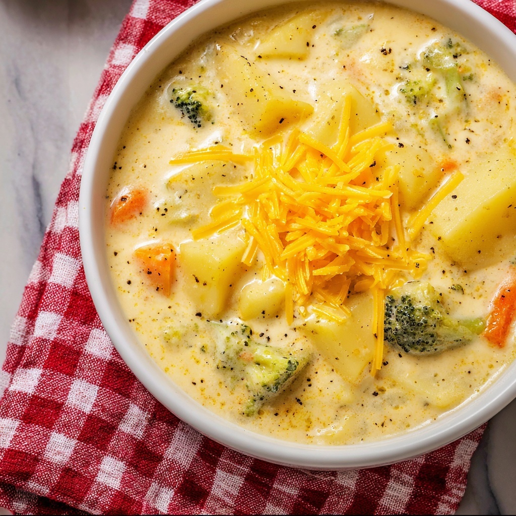 Creamy Broccoli and Potato Soup with Cheddar Recipe - Recipe Image