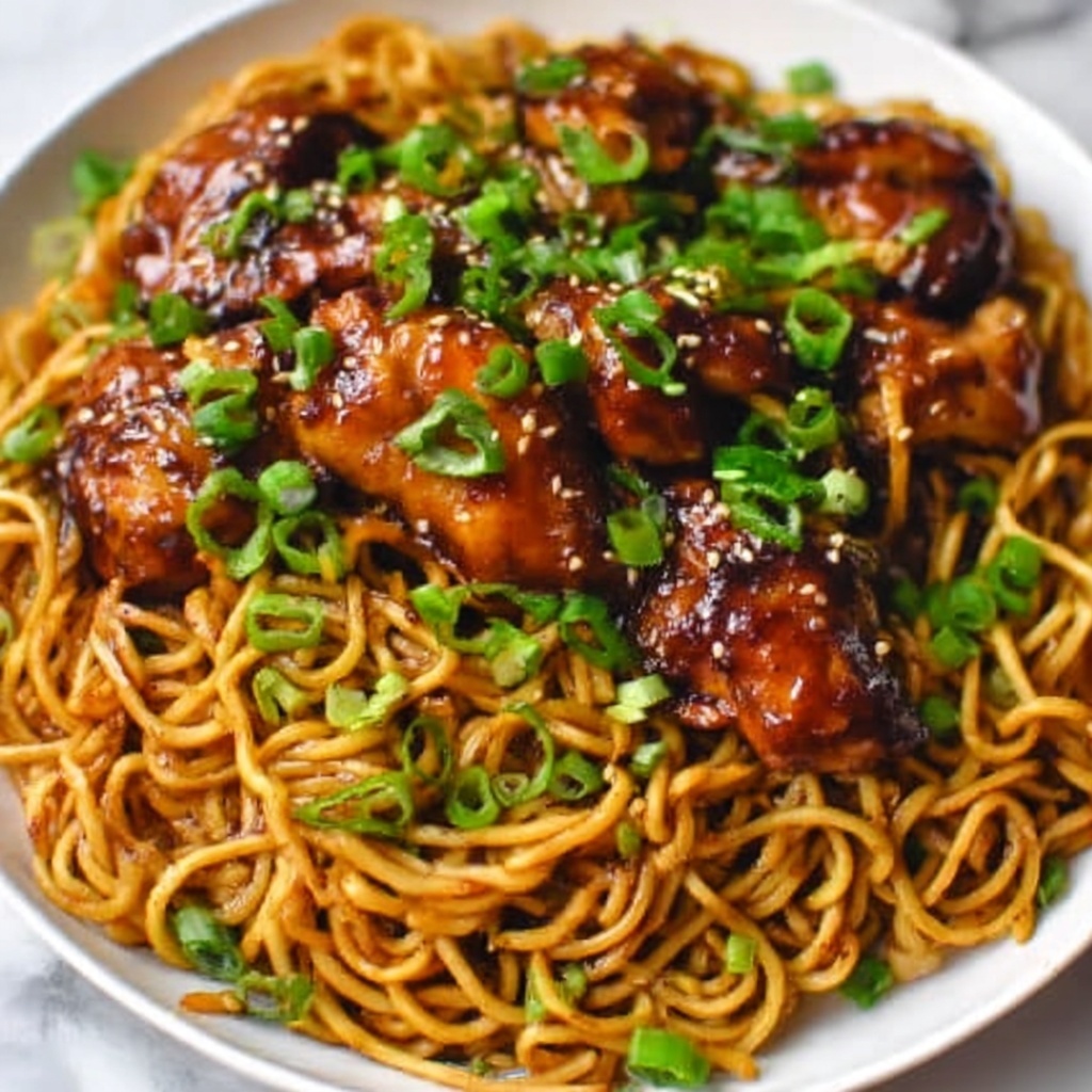 Sticky Garlic Chicken Noodles Recipe - Recipe Image
