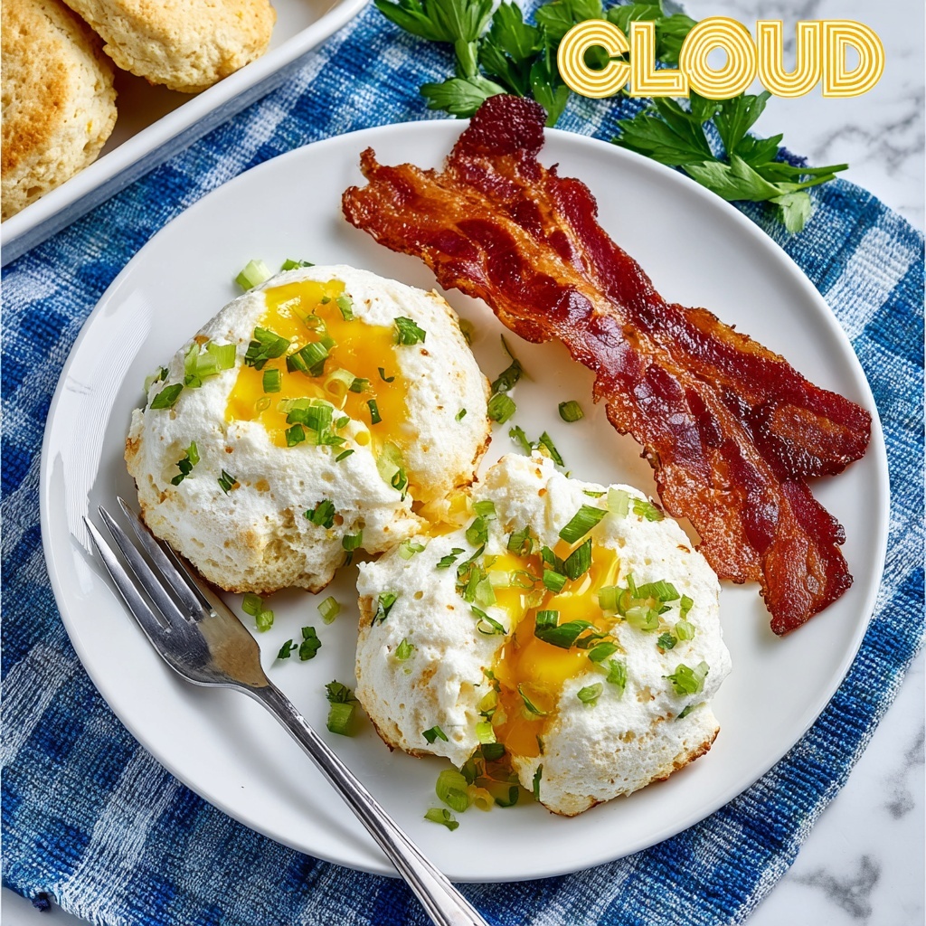 Cloud Eggs with Cheddar Cheese and Runny Yolk Recipe - Recipe Image