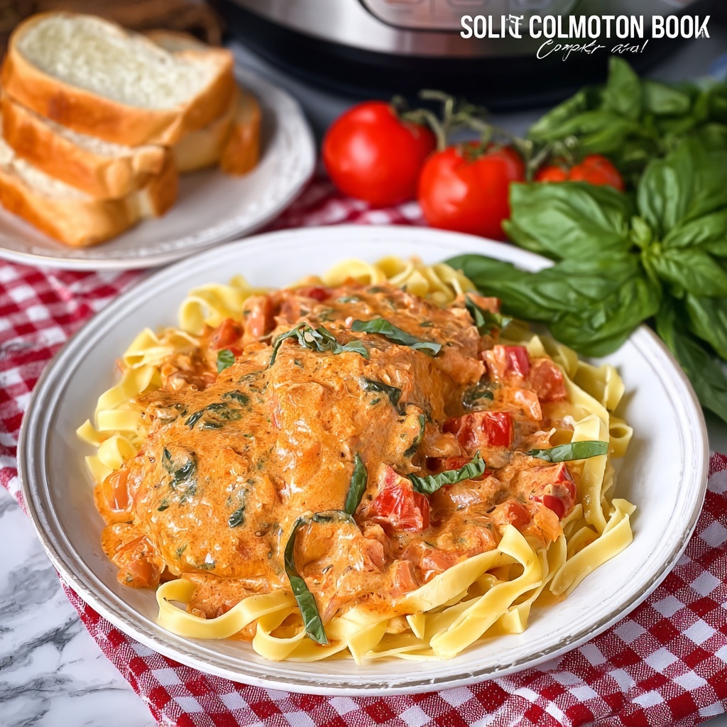 Slow Cooker Tomato Basil Chicken Recipe - Recipe Image