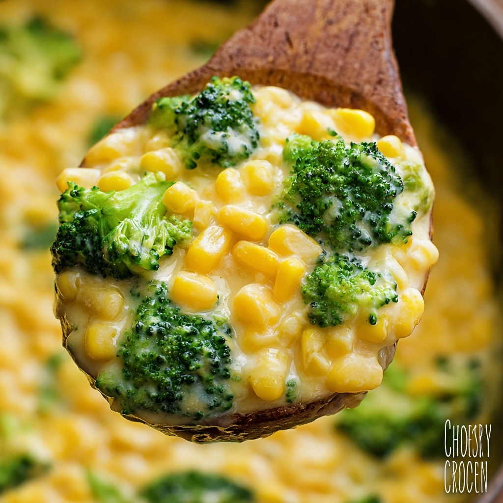 Slow Cooker Cheesy Corn and Broccoli Recipe - Recipe Image