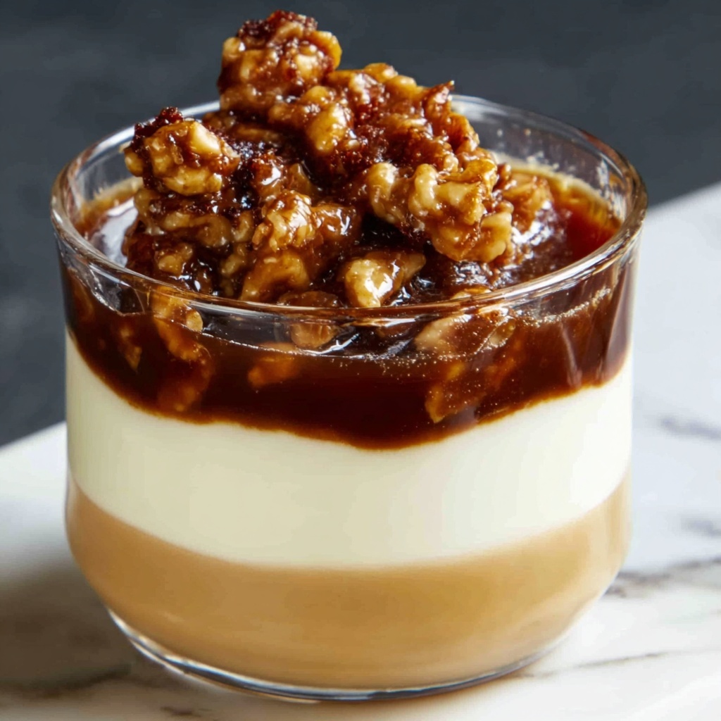 Salted Caramel Panna Cotta with Praline and Caramel Sauce Recipe - Recipe Image
