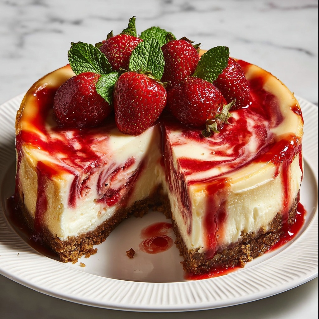 Strawberry Swirl Cheesecake Recipe - Recipe Image
