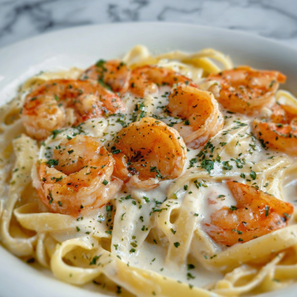 Grilled Salmon & Shrimp Fettuccine Alfredo Recipe - Recipe Image