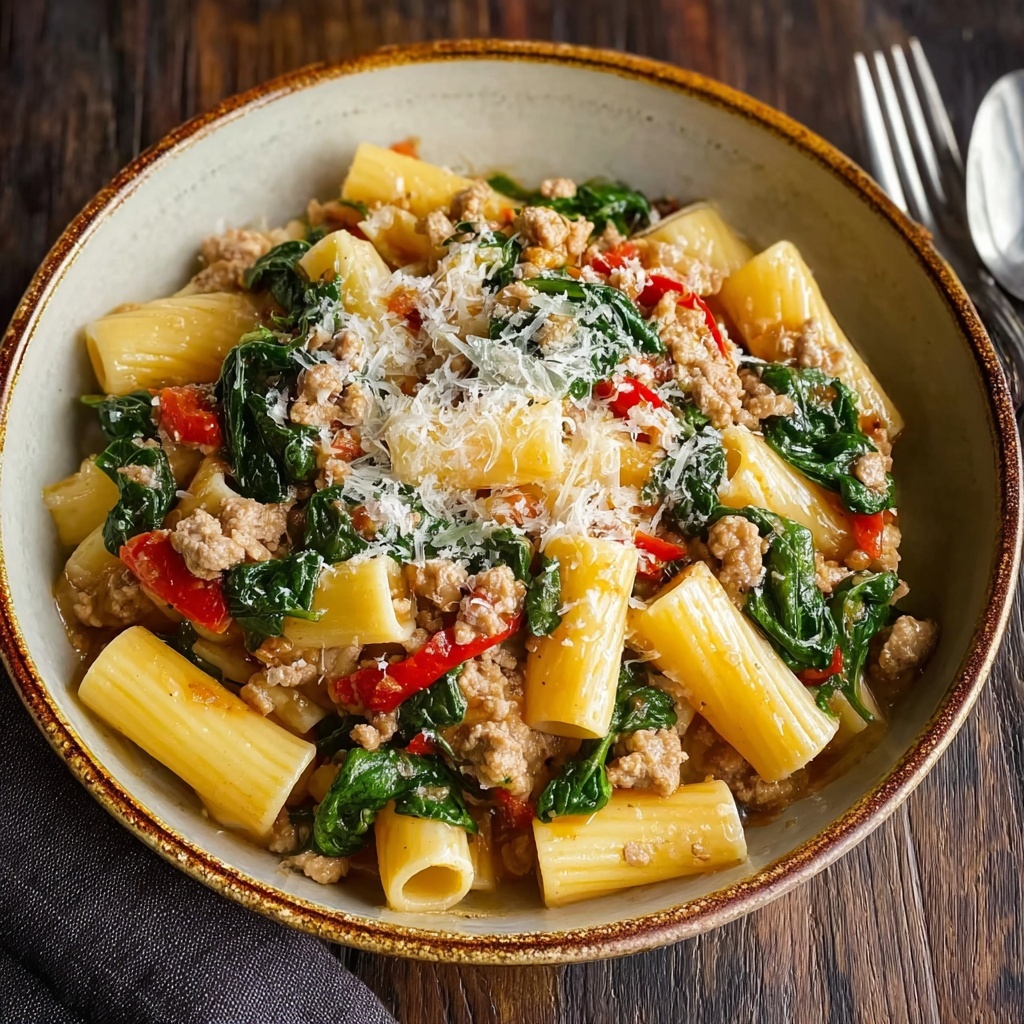 Spicy Paccheri with Sausage & Greens Recipe - Recipe Image