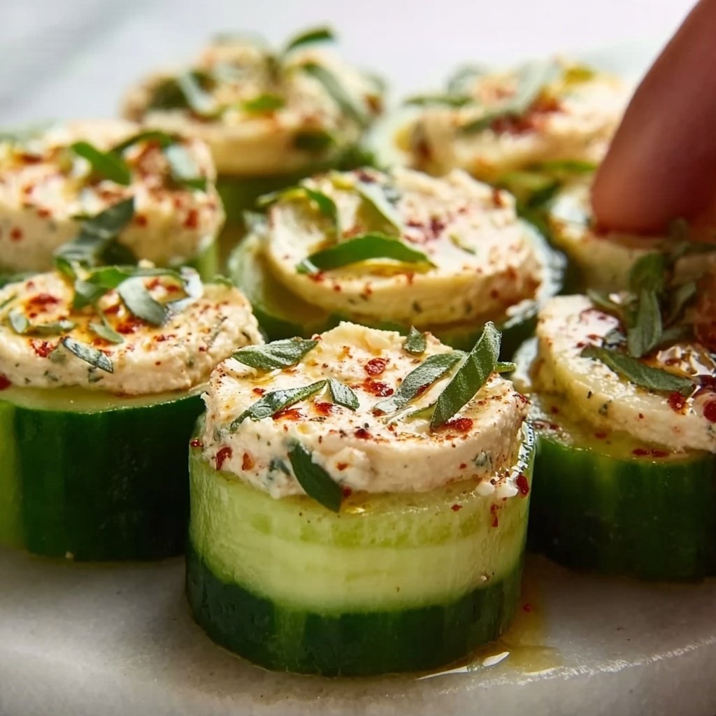 Cool Cucumber Snack with Hummus and Optional Toppings Recipe - Recipe Image