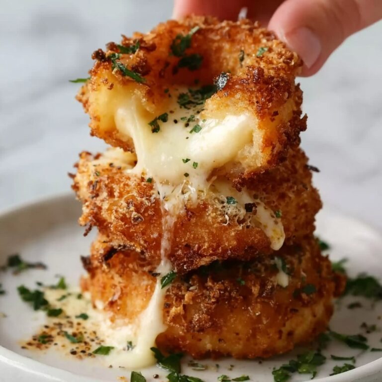Mozzarella Stuffed Onion Rings with Garlic Butter Recipe