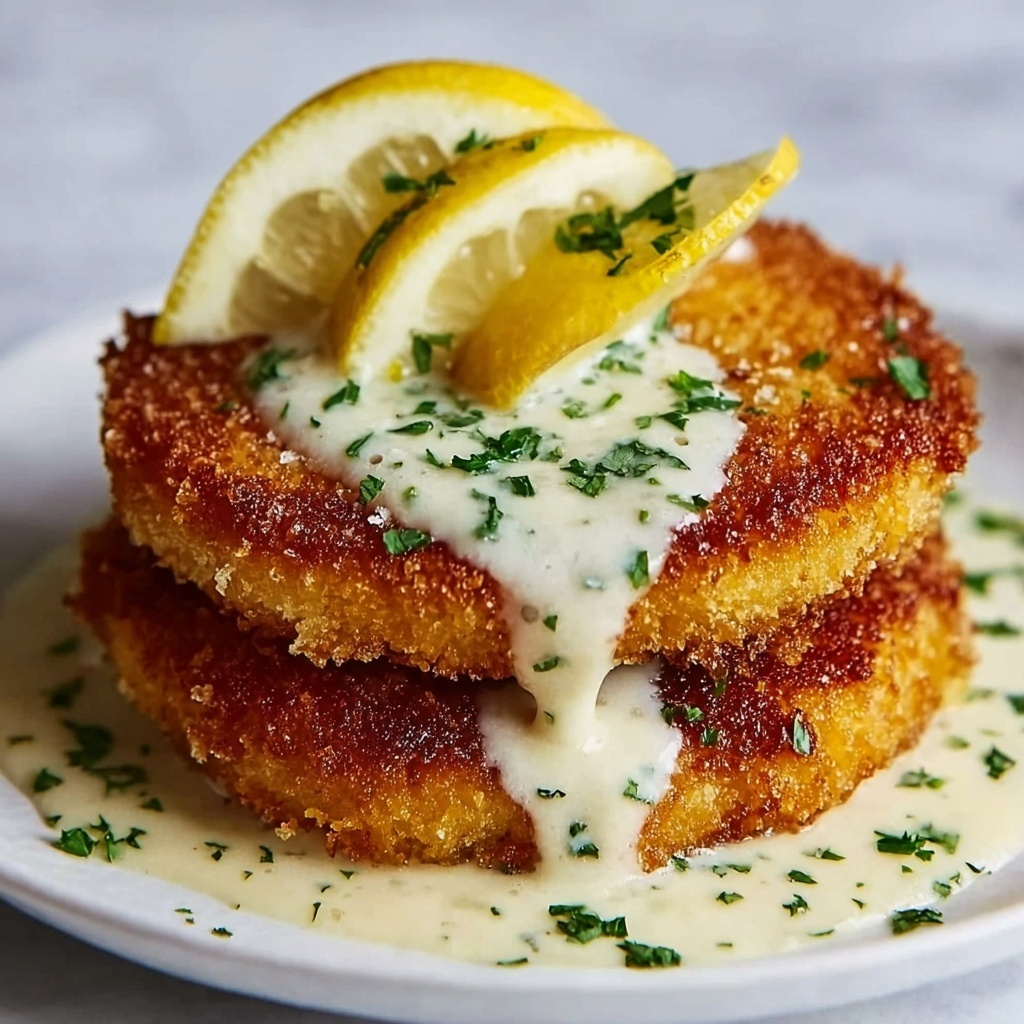 Lemon Pecorino Crusted Chicken with Creamy Lemon Sauce Recipe - Recipe Image