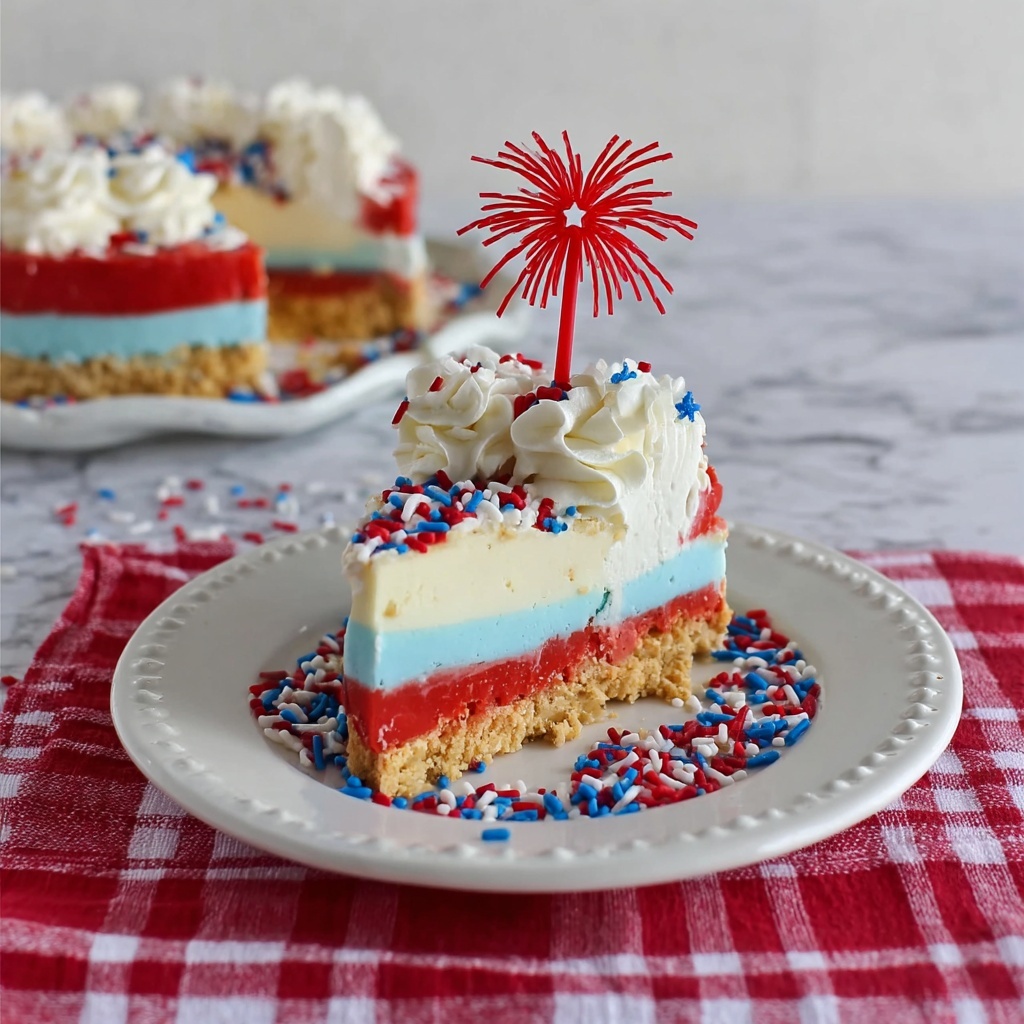 Fourth of July No-Bake Cheesecake Recipe - Recipe Image