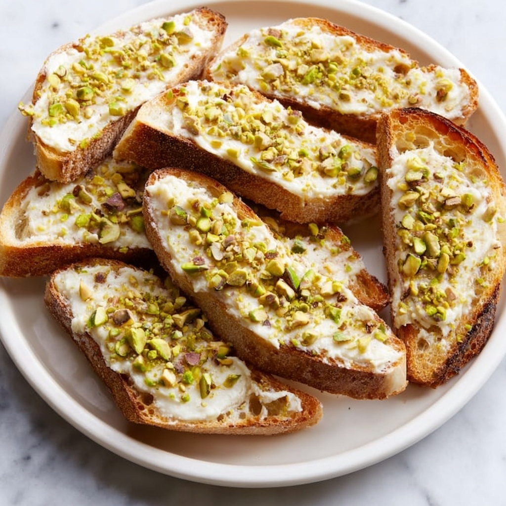 White Cheddar Brussels Sprouts & Pistachio Crostini with Hot Honey Recipe - Recipe Image