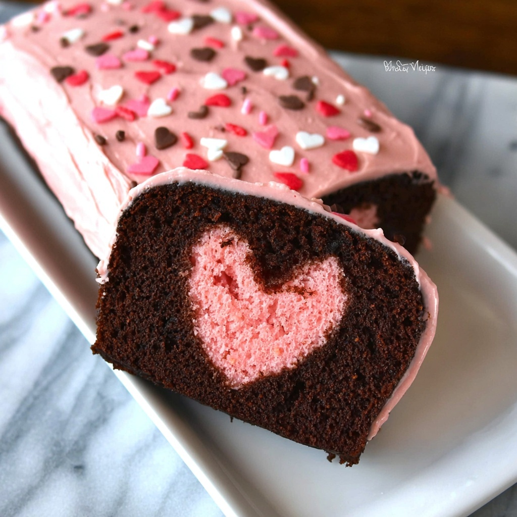 Chocolate Valentine Surprise Cake Recipe - Recipe Image