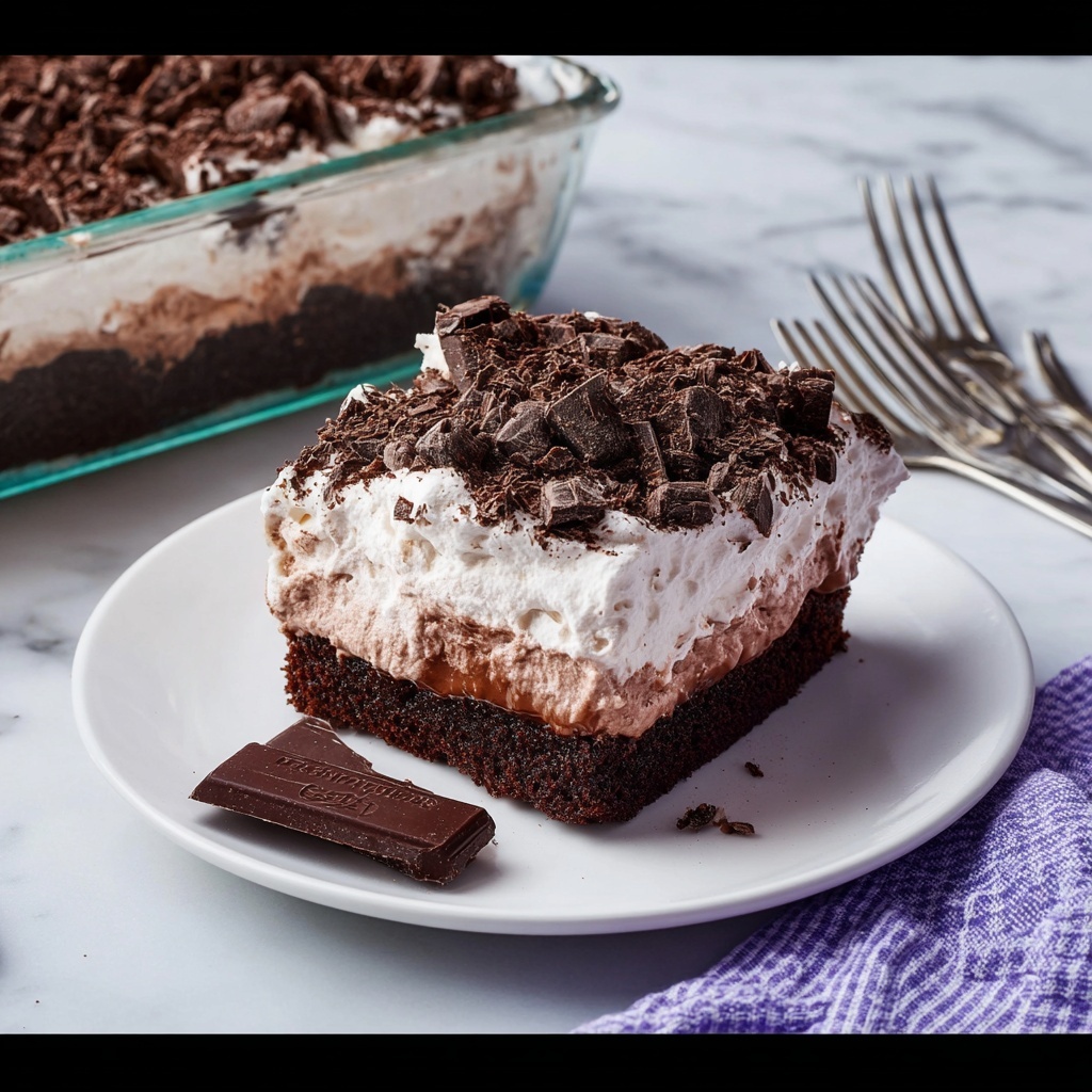 Chocolate Poke Cake with Chocolate Pudding and Hershey's Topping Recipe - Recipe Image