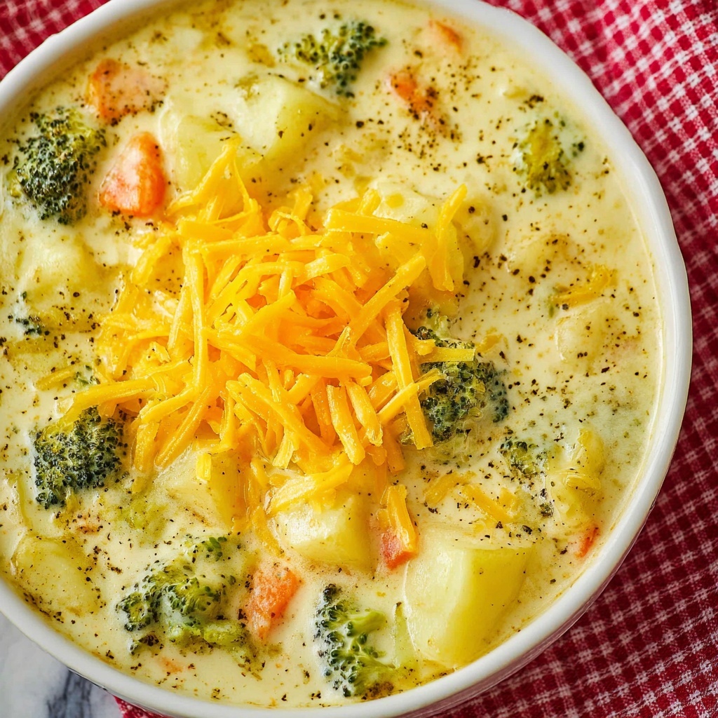 Creamy Broccoli and Potato Soup with Cheddar Recipe - Recipe Image
