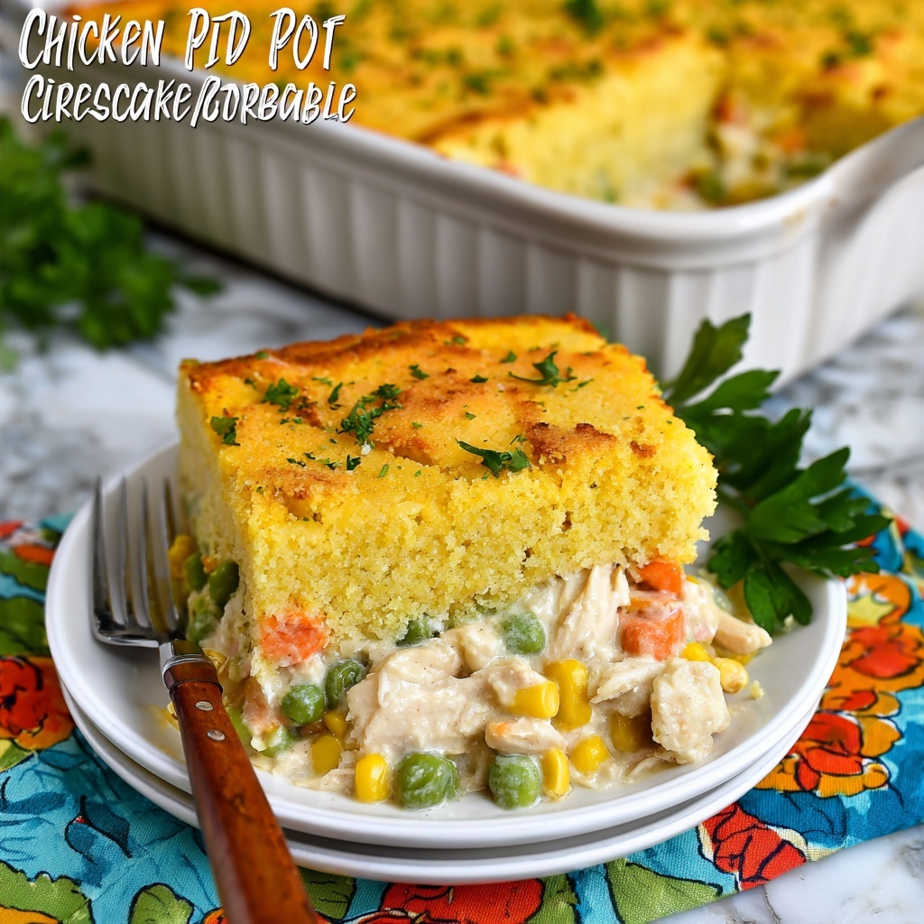 Chicken Pot Pie Cornbread Casserole Recipe - Recipe Image
