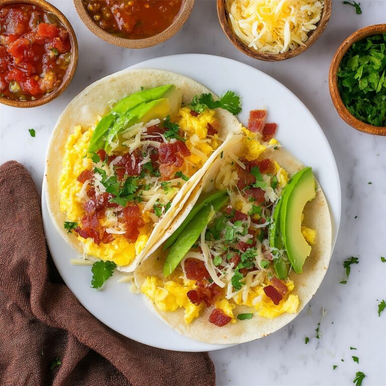 Breakfast Tacos with Bacon, Chorizo, and Cheddar Recipe