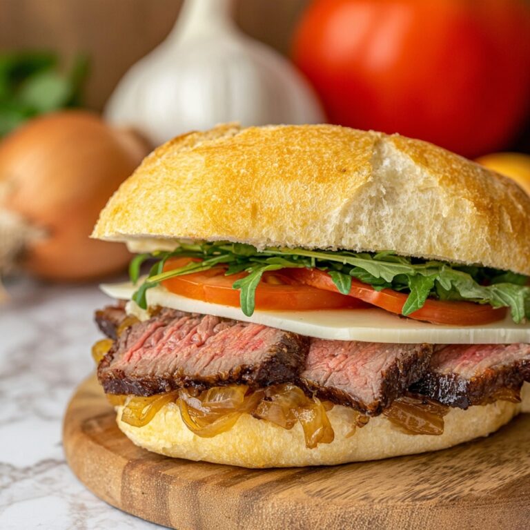 Steak Sandwich with Caramelized Onions, Arugula, and Provolone Recipe