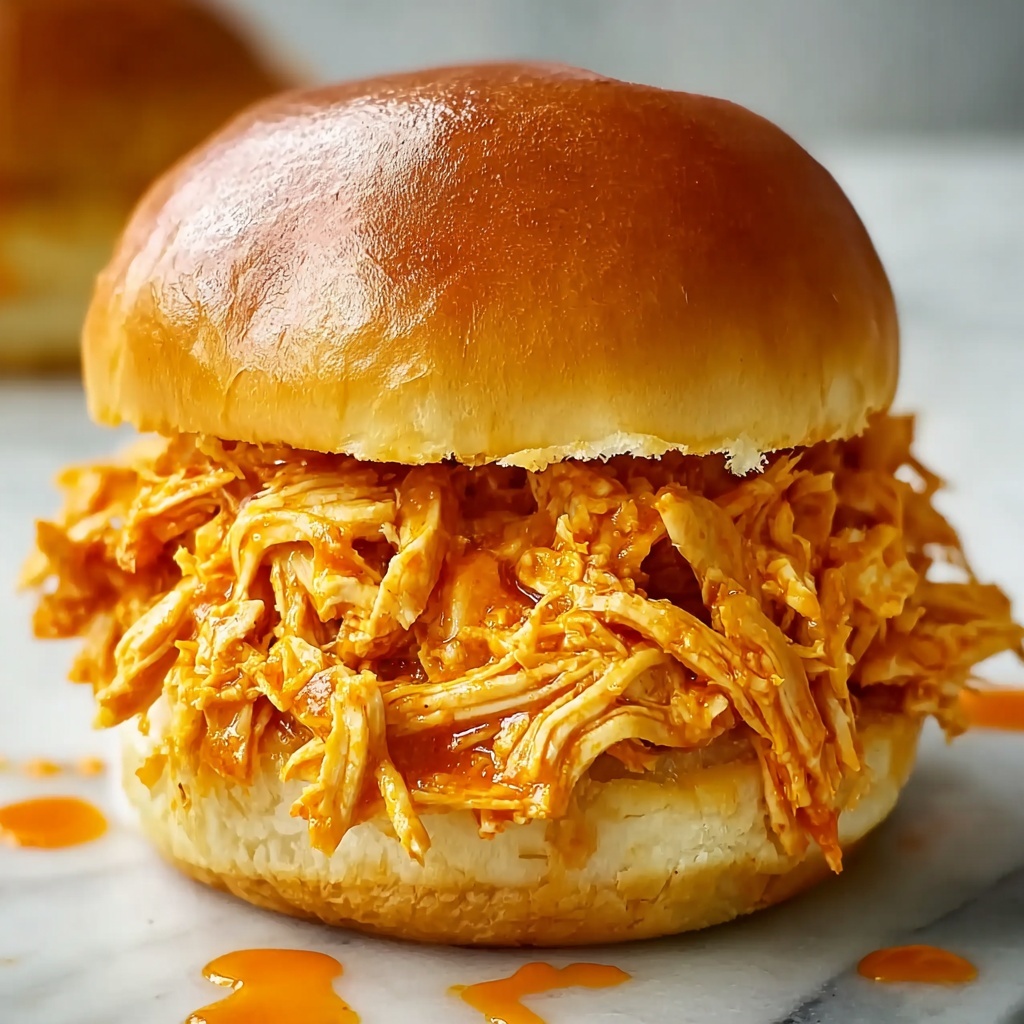 Spicy Shredded Buffalo Chicken Sandwich Recipe - Recipe Image