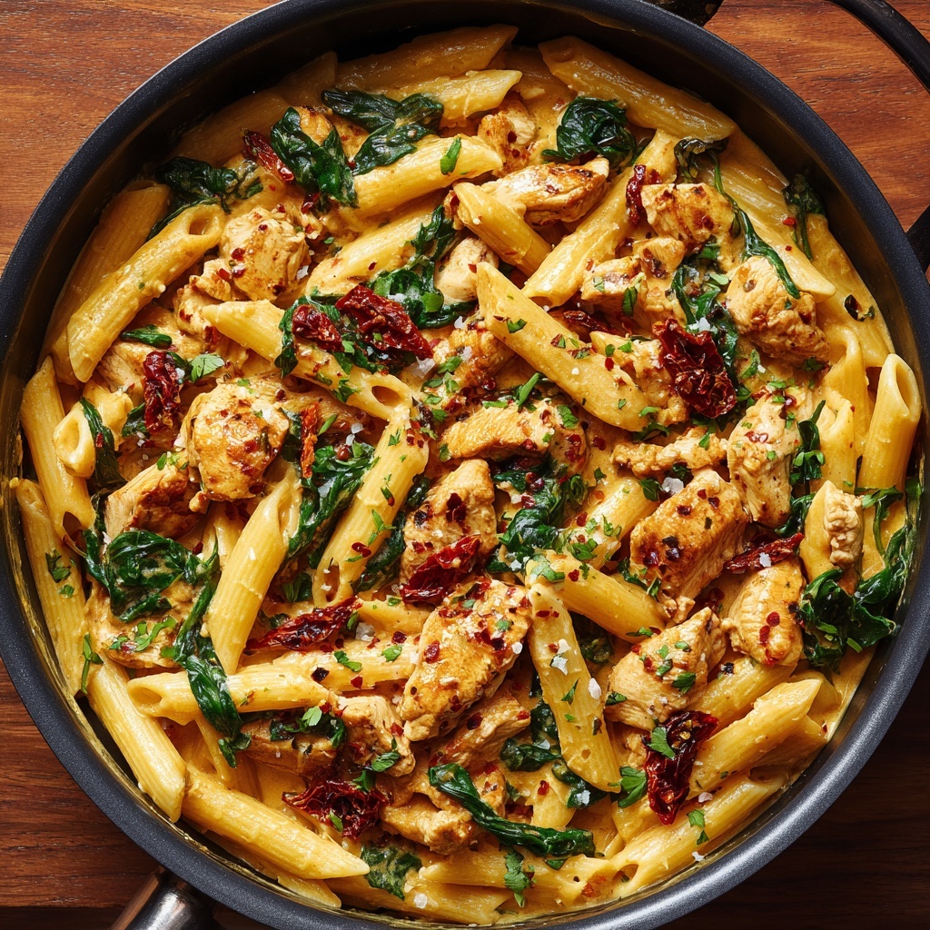 Creamy Asiago Chicken Pasta with Sun-Dried Tomatoes Recipe - Recipe Image