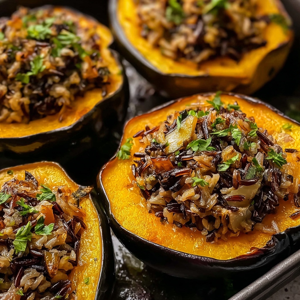 Stuffed Acorn Squash with Wild Rice, Cranberries, Pecans, and Feta Recipe - Recipe Image
