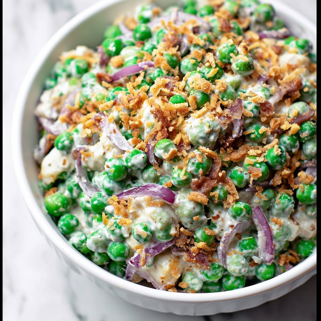 Creamy Pea Salad with Bacon and Cheddar Recipe - Recipe Image