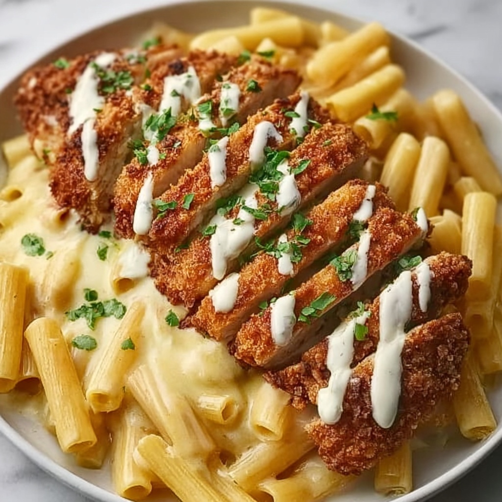 Crispy Chicken with Creamy Parmesan Pasta Recipe - Recipe Image