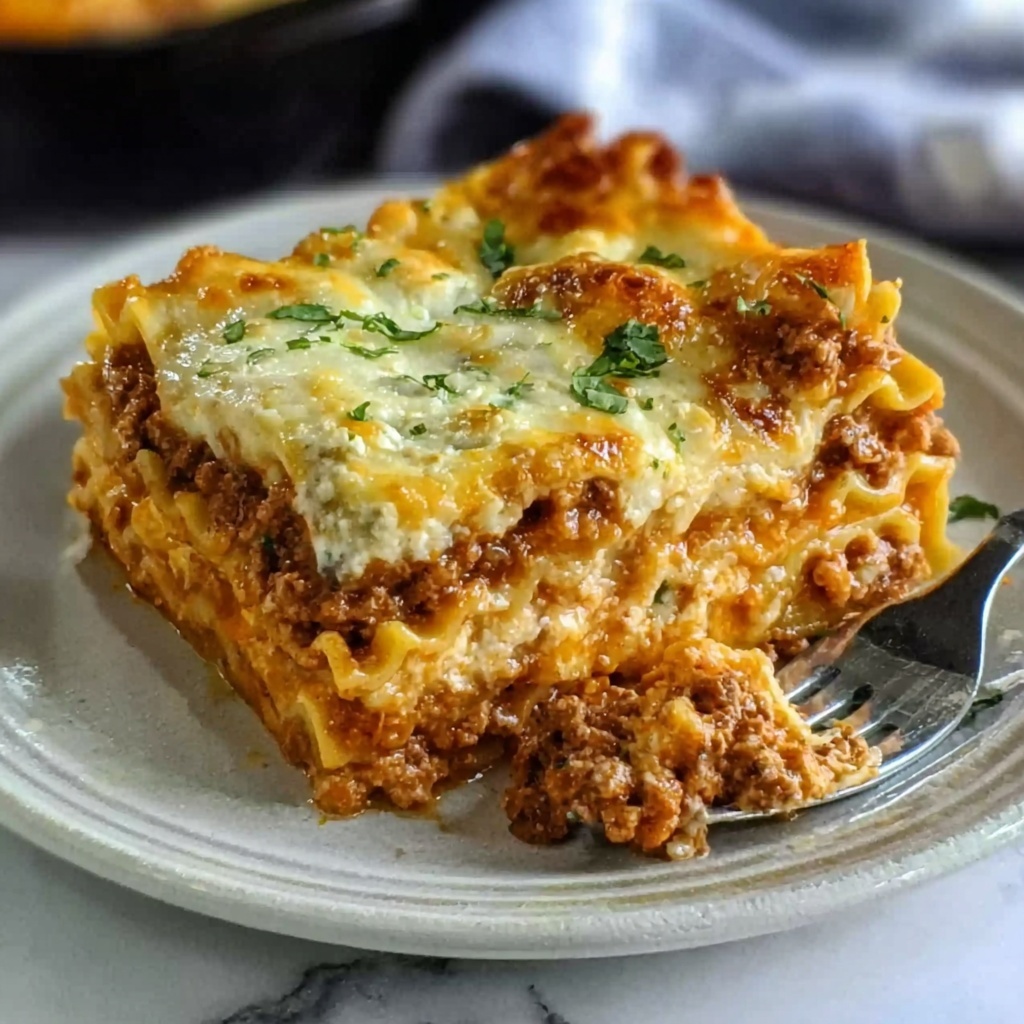 Classic Meat Lasagna with Ricotta and Mozzarella Recipe - Recipe Image