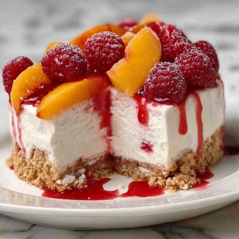 Summer Bliss Peach and Raspberry Cheesecake Delight Recipe