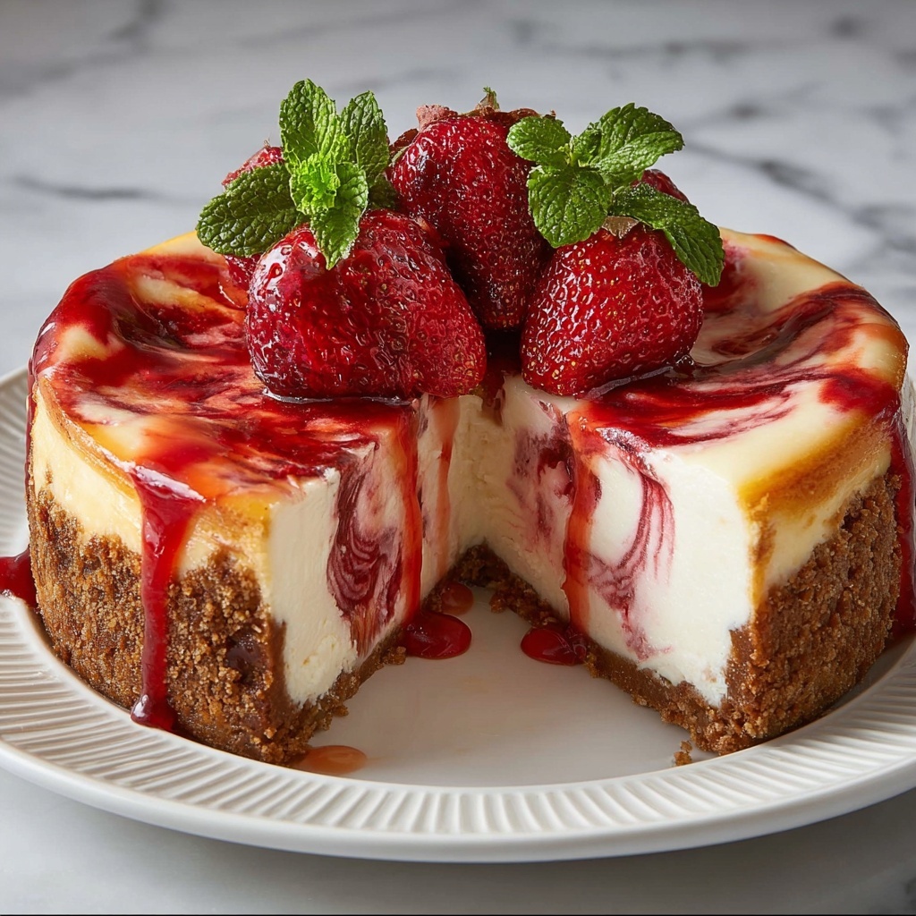 Strawberry Swirl Cheesecake Recipe - Recipe Image