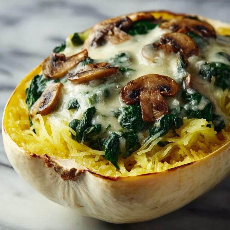 Creamy Spinach and Mushroom Stuffed Spaghetti Squash Recipe