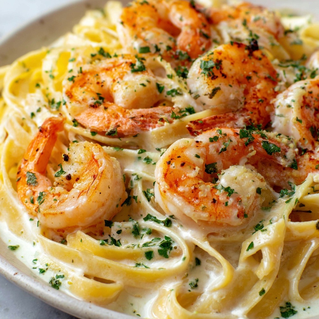 Grilled Salmon & Shrimp Fettuccine Alfredo Recipe - Recipe Image
