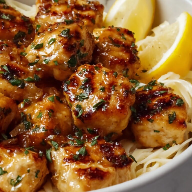 Lemon Garlic Butter Chicken Bites with Savory Parmesan Linguine Recipe