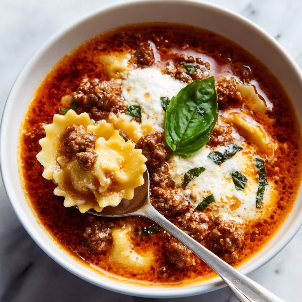 Lasagna Soup with Cheese and Spinach Recipe - Recipe Image