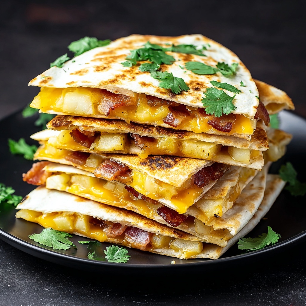 Vegan Breakfast Quesadilla with Smoky Bacony Potatoes Recipe - Recipe Image