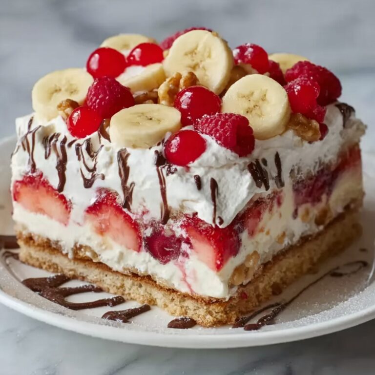 No-Bake Banana Split Cake Recipe