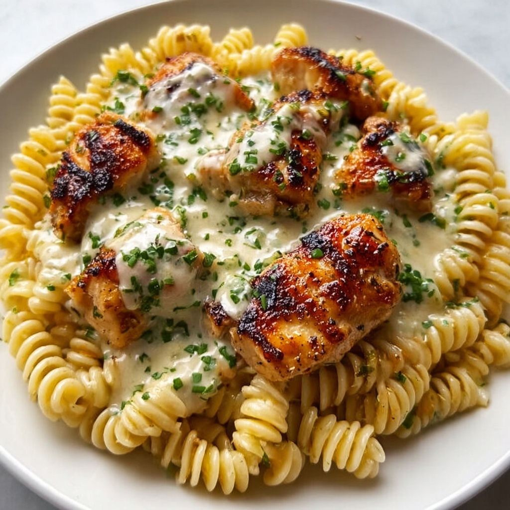 Creamy Garlic Parmesan Chicken & Cheesy Twisted Pasta Recipe - Recipe Image