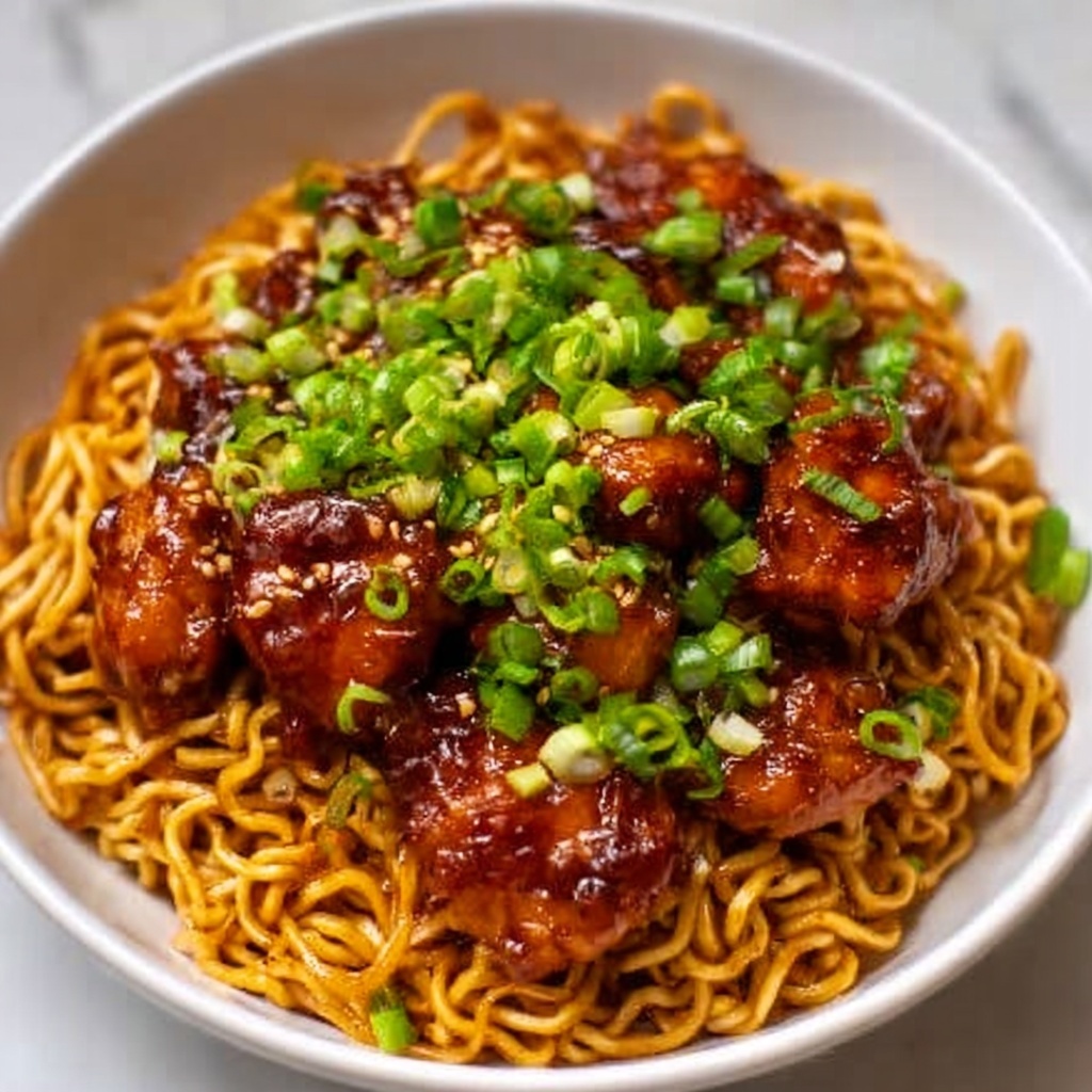 Sticky Garlic Chicken Noodles Recipe - Recipe Image