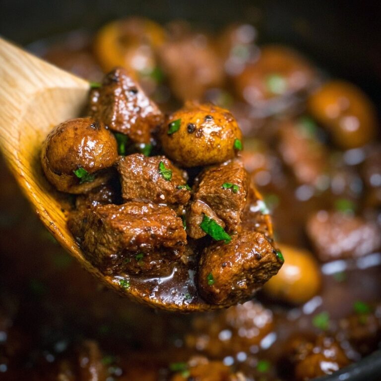 Crockpot Steak Bites with Mushrooms Recipe