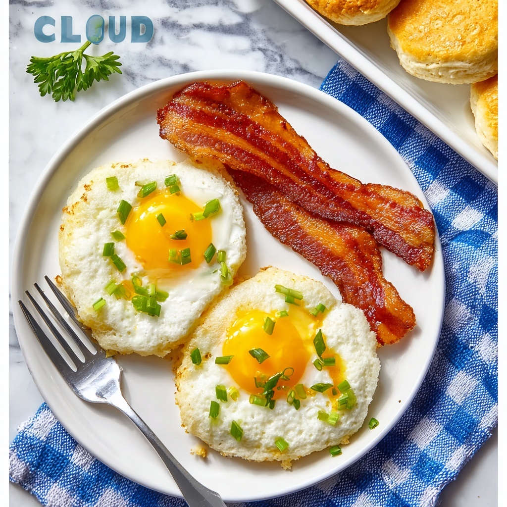 Cloud Eggs with Cheddar Cheese and Runny Yolk Recipe - Recipe Image