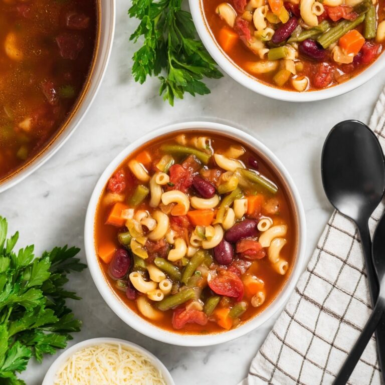 Hearty Minestrone Soup with Pasta and Herbs Recipe
