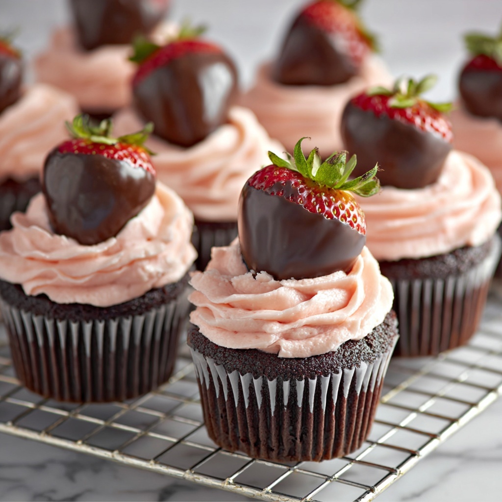 Chocolate Covered Strawberry Cupcakes Recipe - Recipe Image