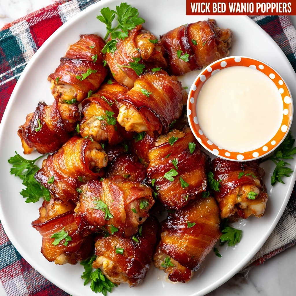Bacon-Wrapped Chicken Wings with BBQ Hot Sauce Recipe - Recipe Image