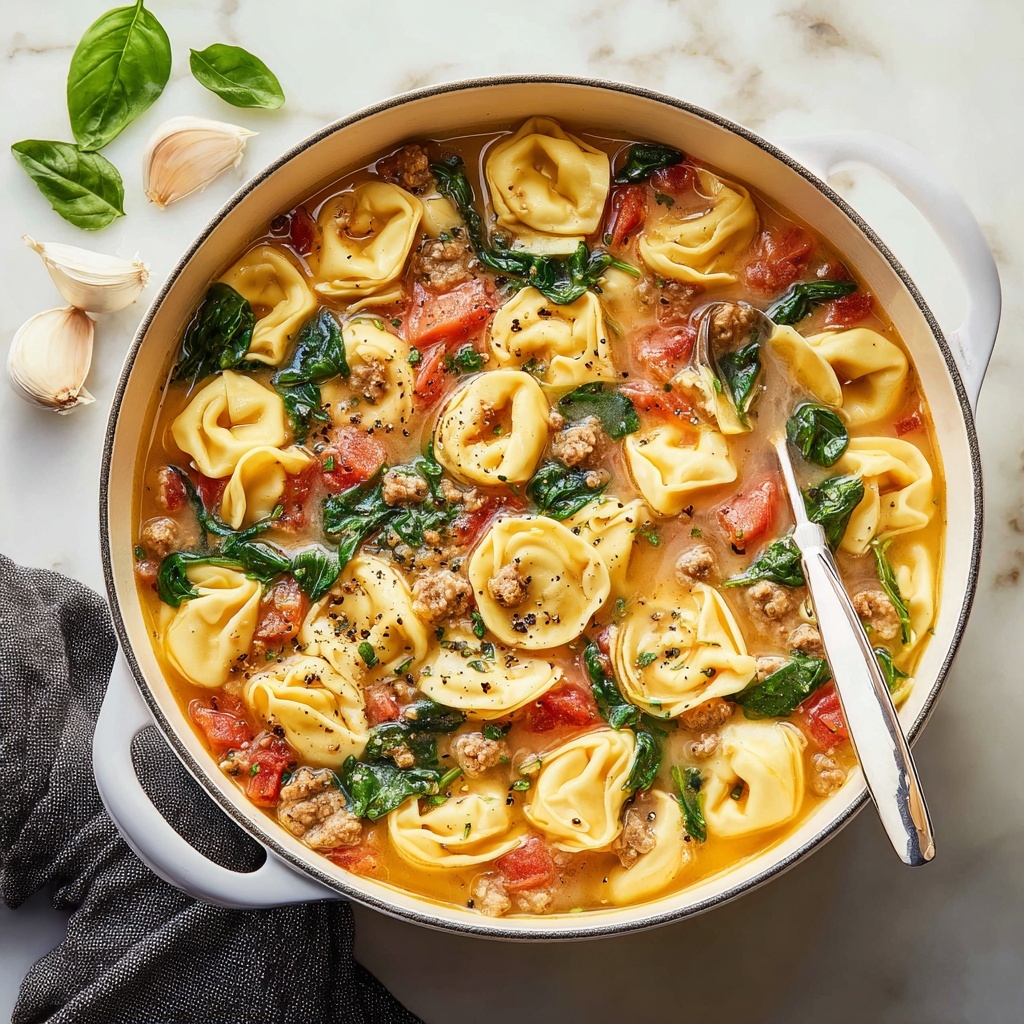 Creamy Tuscan Garlic Tortellini Soup Recipe - Recipe Image