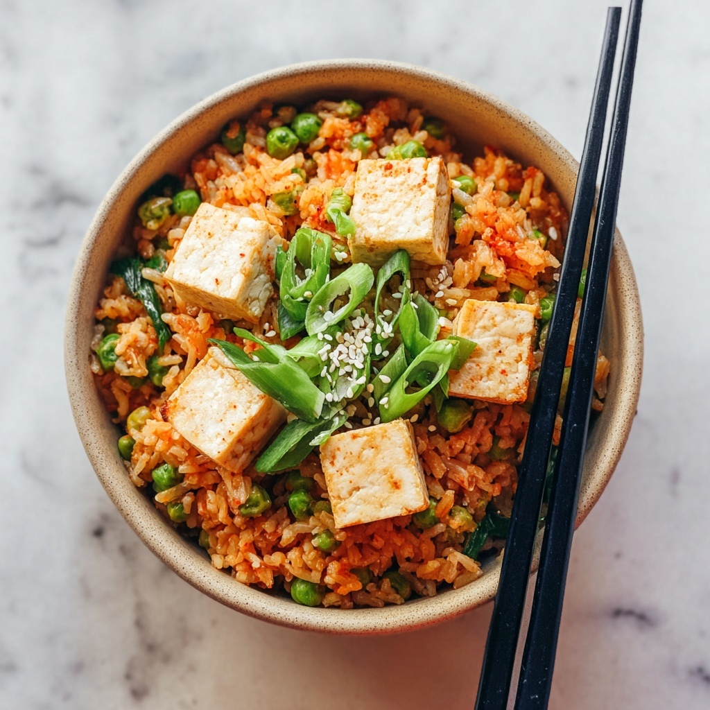 Vegan Kimchi Fried Rice with Crispy Tofu and Nori Recipe - Recipe Image