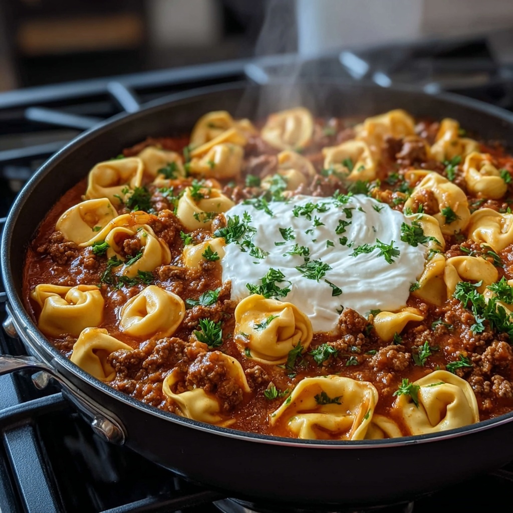 Cheesy Beef Enchilada Tortellini: A Hearty Dinner Delight Recipe - Recipe Image