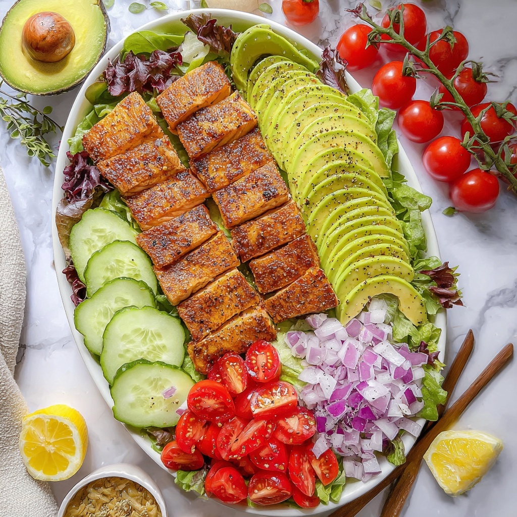 Lemon Dill Salmon Salad with Fresh Vegetables Recipe - Recipe Image