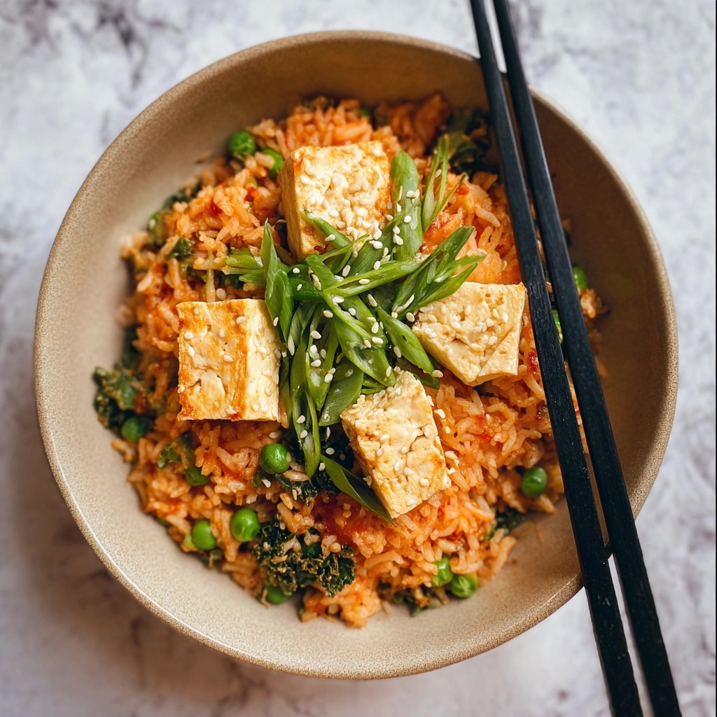 Vegan Kimchi Fried Rice with Crispy Tofu and Nori Recipe - Recipe Image