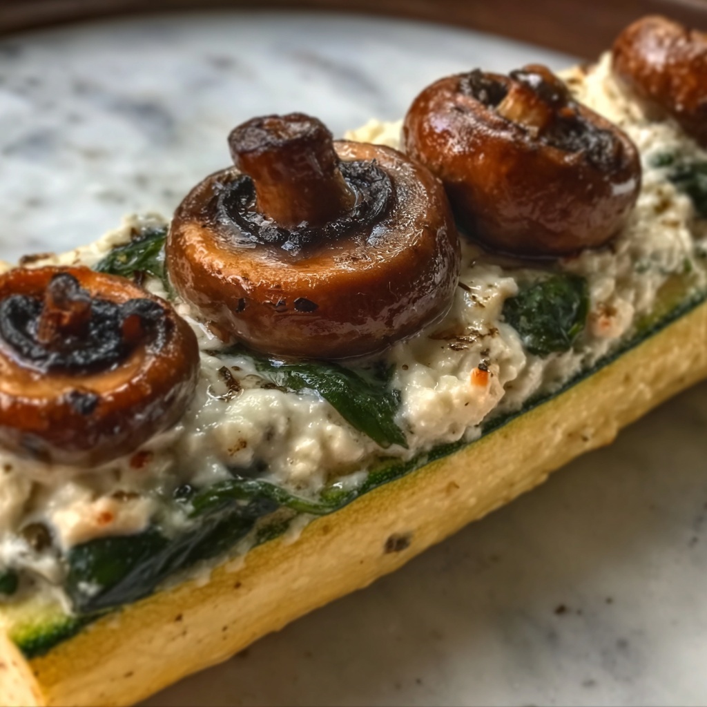 Spinach, Mushroom, and Ricotta Stuffed Zucchini Recipe - Recipe Image