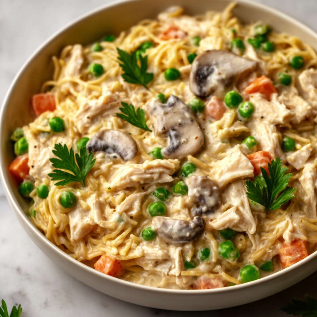 Creamy Crockpot Chicken Spaghetti Recipe - Recipe Image