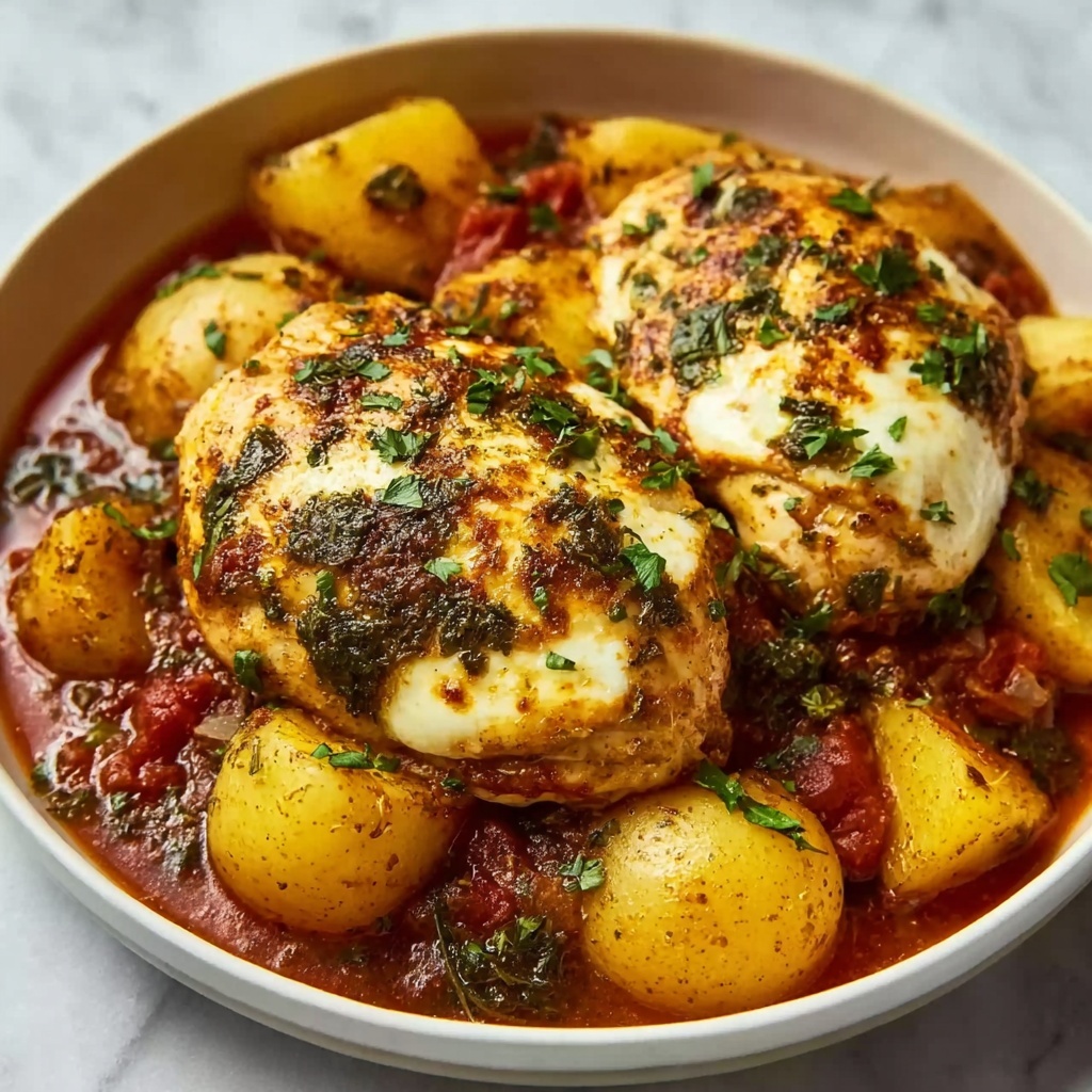 Healthy Chicken Parmesan with Roasted Potatoes and Green Beans Recipe - Recipe Image