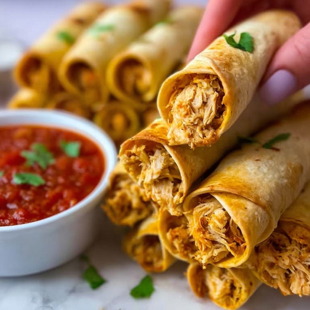 Creamy Baked Chicken Taquitos Recipe - Recipe Image